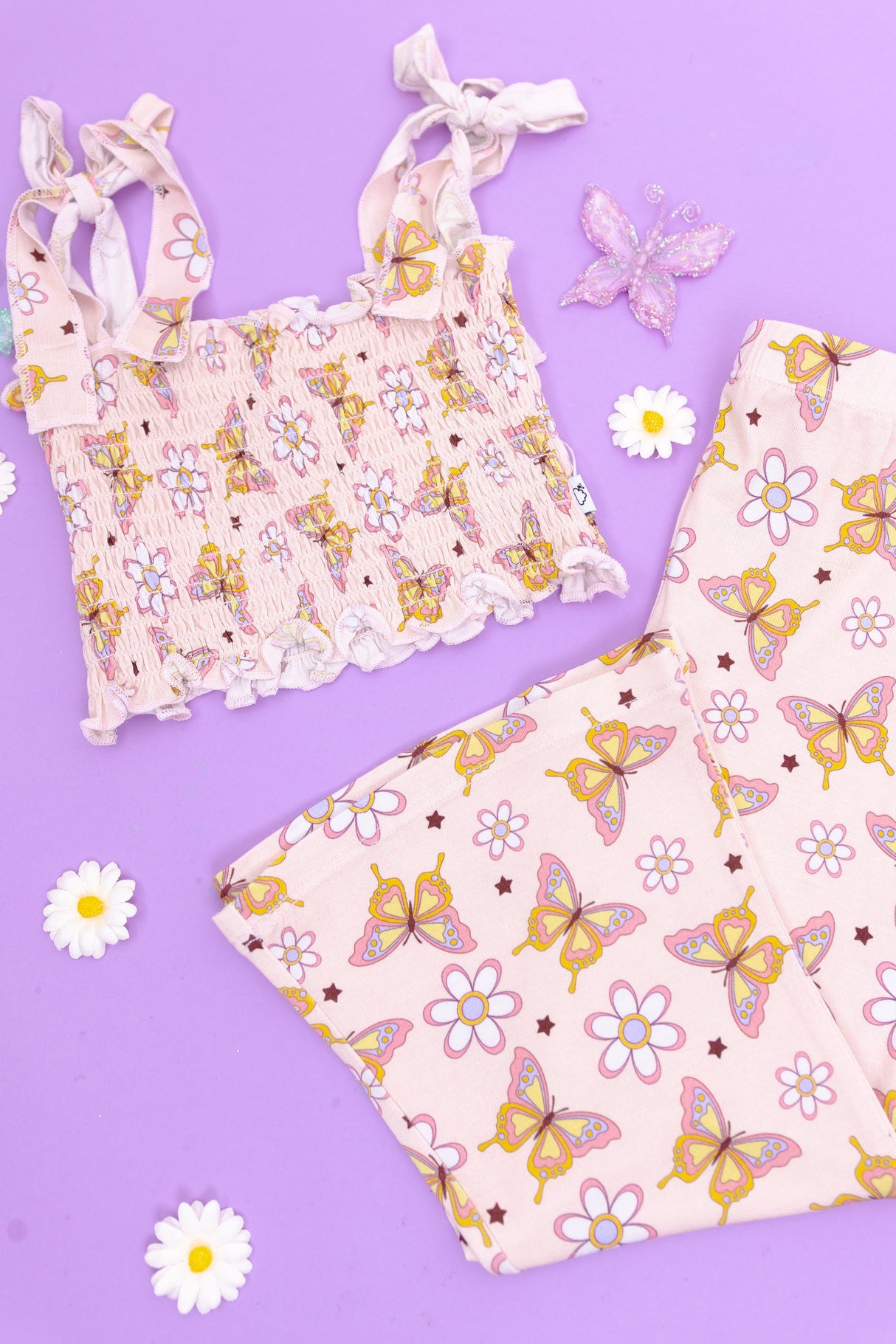 BLOSSOMIN' BUTTERFLY DREAM SMOCKED FLARE SET from DREAM BIG LITTLE CO