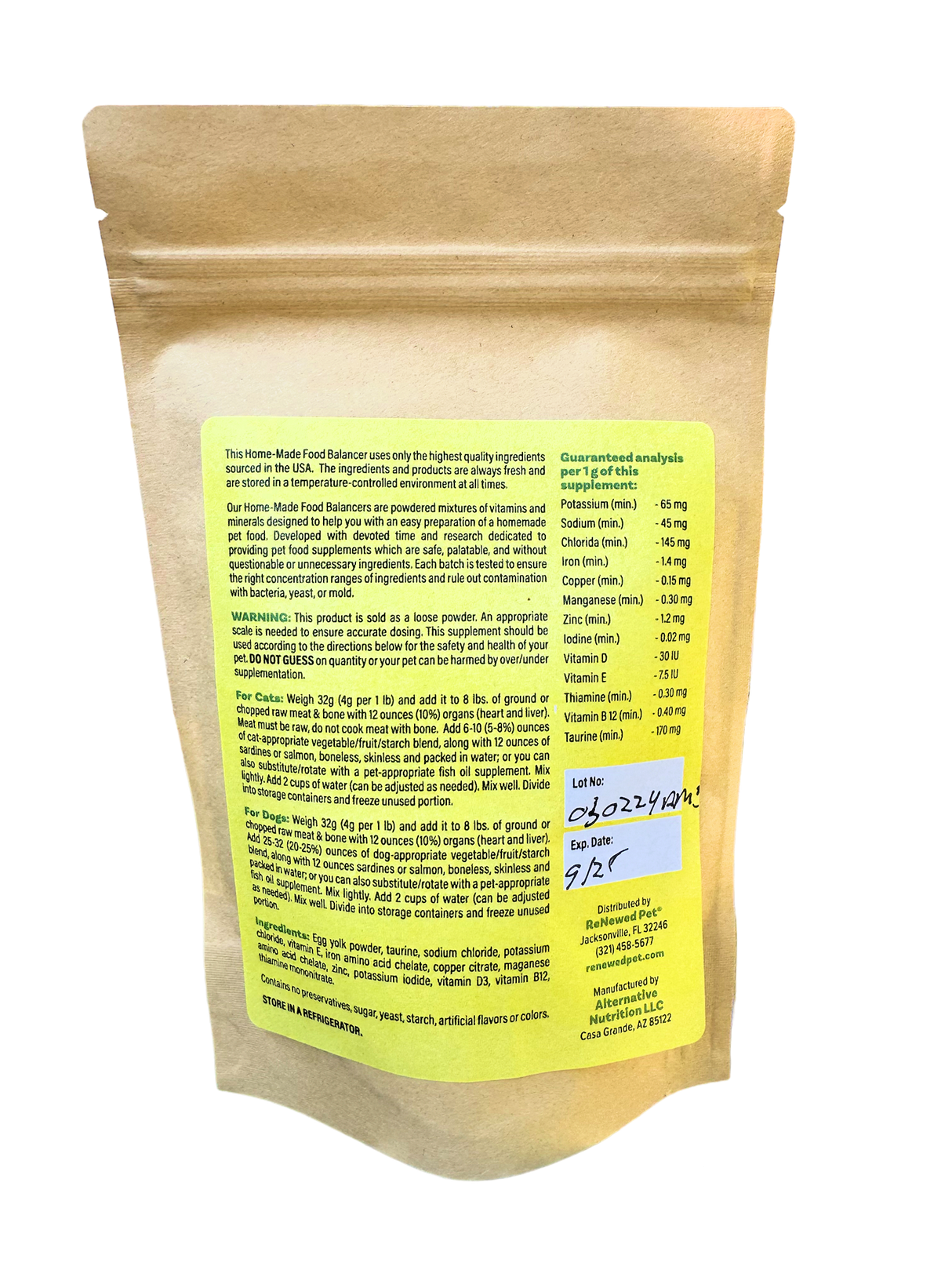 HOME-MADE PET FOOD SUPPLEMENT *For Raw Recipes WITH Bone* from ReNewedPet