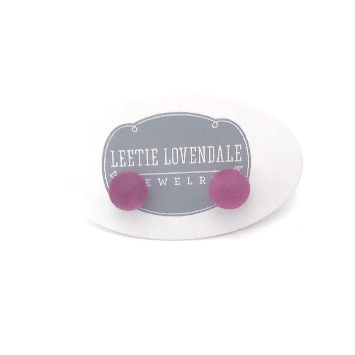 Amethyst Petite Frosted Lucite Ball Stud Earrings from Leetie Lovendale