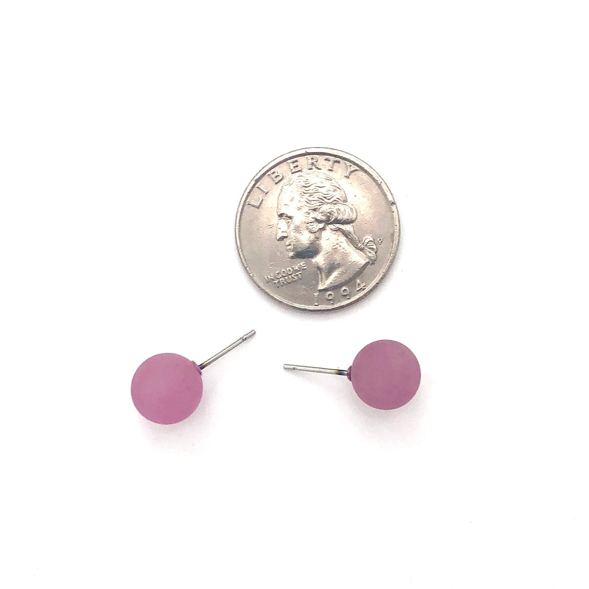 Amethyst Petite Frosted Lucite Ball Stud Earrings from Leetie Lovendale