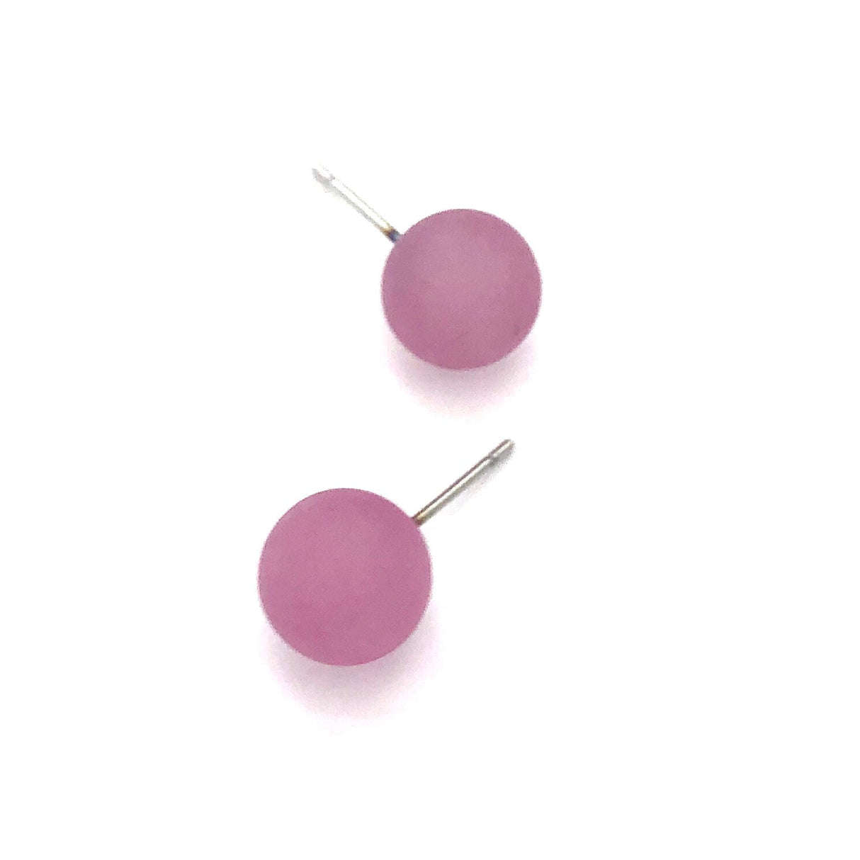 Amethyst Petite Frosted Lucite Ball Stud Earrings from Leetie Lovendale