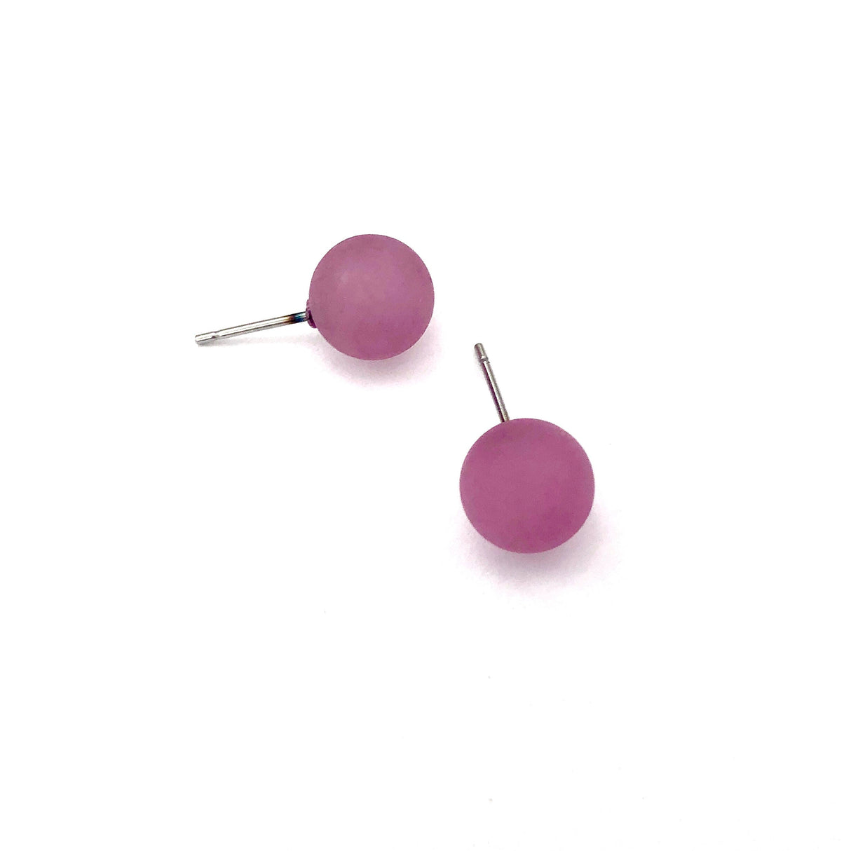Amethyst Petite Frosted Lucite Ball Stud Earrings from Leetie Lovendale