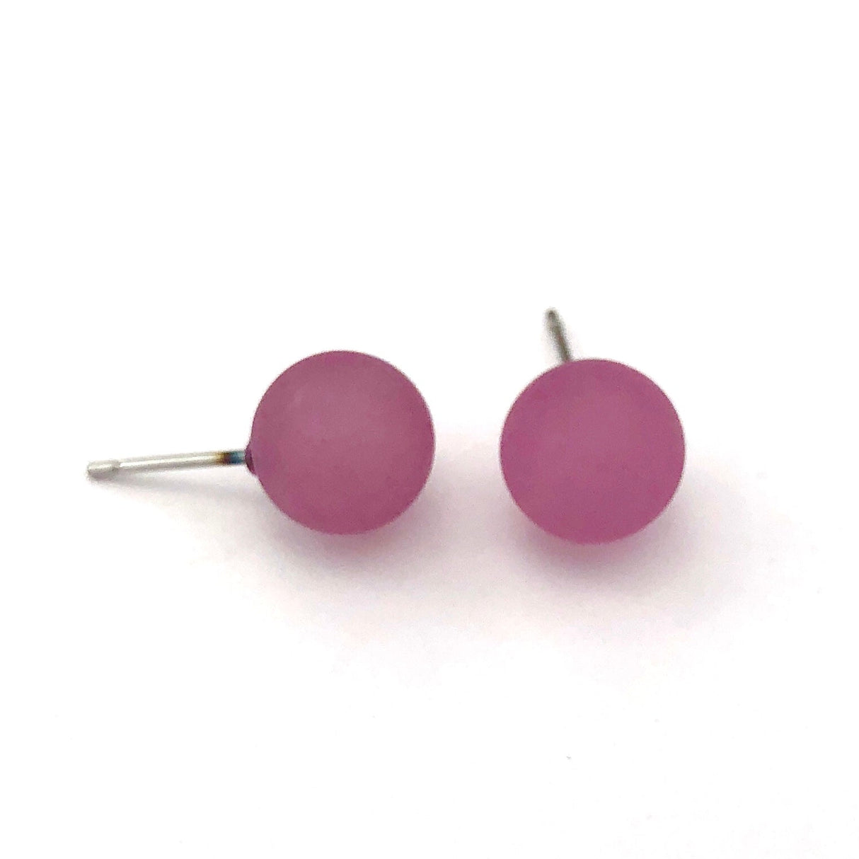 Amethyst Petite Frosted Lucite Ball Stud Earrings from Leetie Lovendale