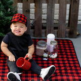 Red Buffalo Plaid Splash Mat - A Waterproof Catch-All for Highchair Spills and More! SALE from BapronBaby