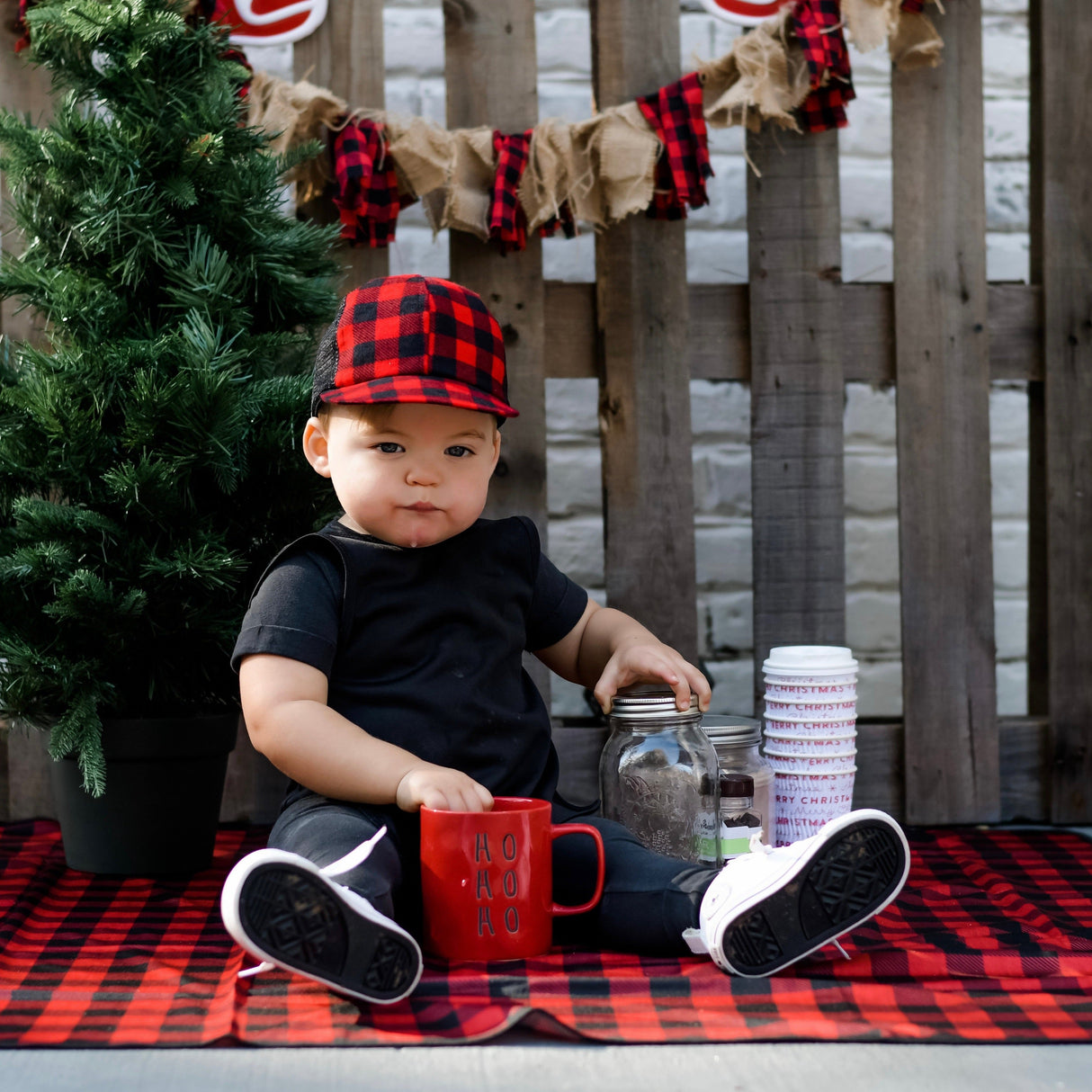 Red Buffalo Plaid Splash Mat - A Waterproof Catch-All for Highchair Spills and More! SALE from BapronBaby