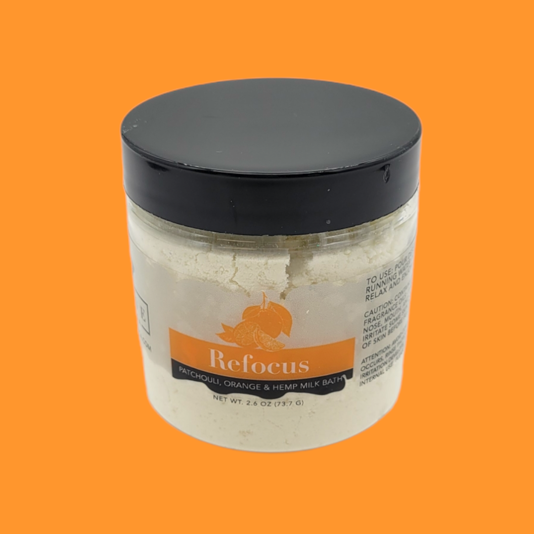 Milk Bath - Refocus (Patchouli, Orange, & Hempseed Oil) Mini from Evolve Botanica