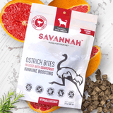 Ostrich Bites with Grapefruit (3oz): The Tasty, Immune-Boosting Treat for Dogs from Savannah Pet Food