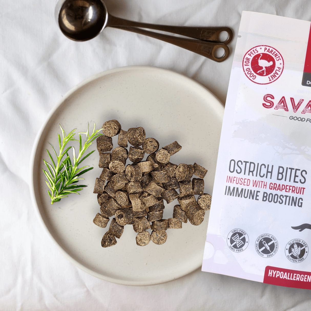 Ostrich Sausages with Rooibos (3oz): The Delicious, Skin-Soothing Treat for Dogs with Allergies from Savannah Pet Food