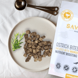 Ostrich Bites with Mango (3oz): The Tropical, Nutrient-Rich Treat for Dogs from Savannah Pet Food