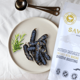 Ostrich Sausages with Buchu (3oz): The Delicious, Digestive-Boosting Treat for Dogs from Savannah Pet Food