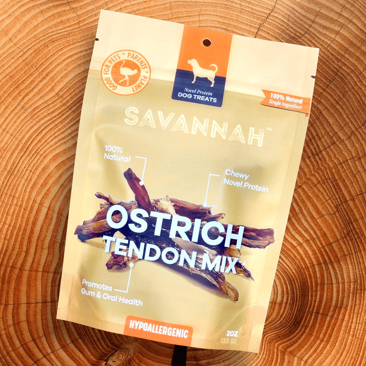Savannah Chewy Ostrich Tendon Mix (3oz): The Protein-Packed, Hypoallergenic Chew for All Dogs from Savannah Pet Food