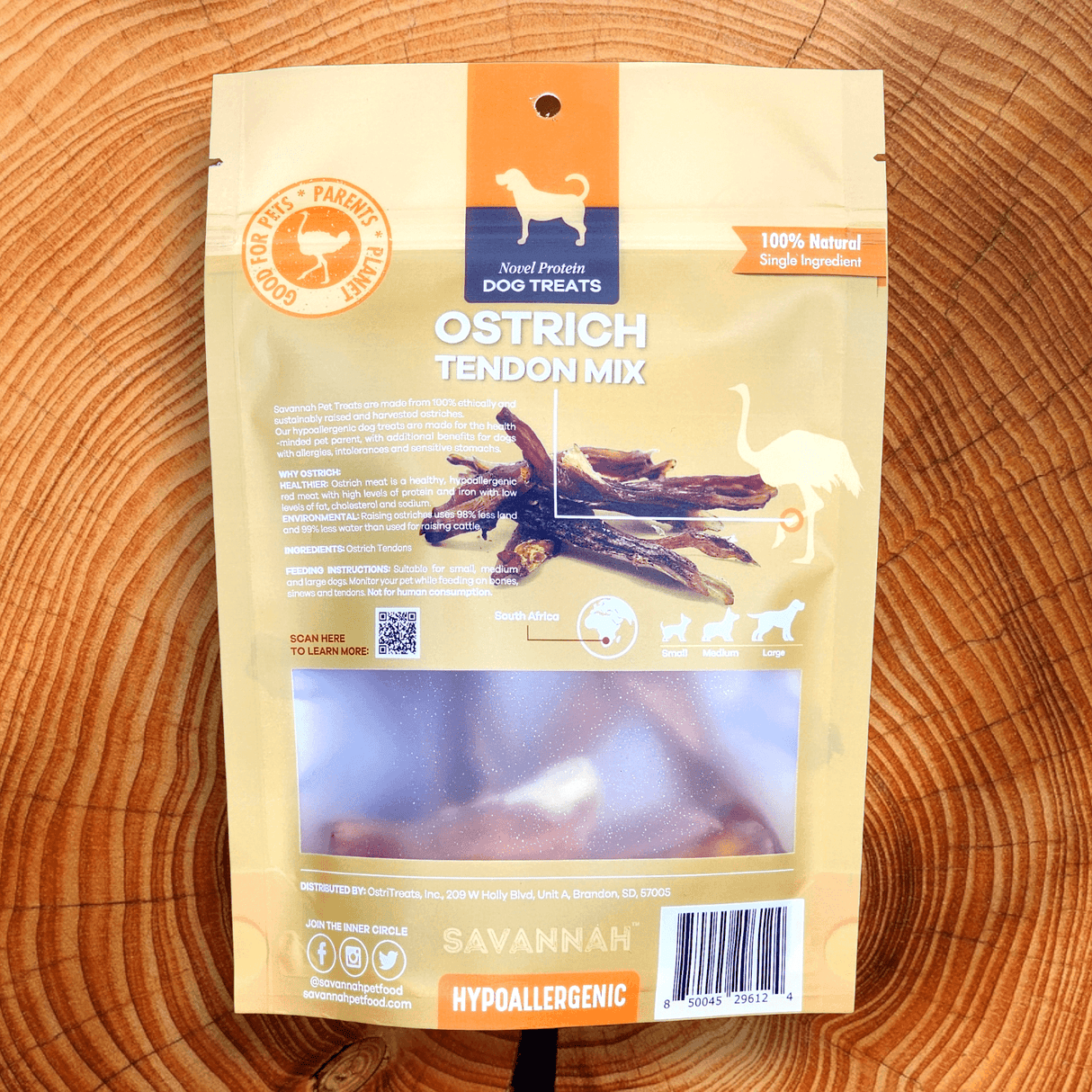 Savannah Chewy Ostrich Tendon Mix (3oz): The Protein-Packed, Hypoallergenic Chew for All Dogs from Savannah Pet Food
