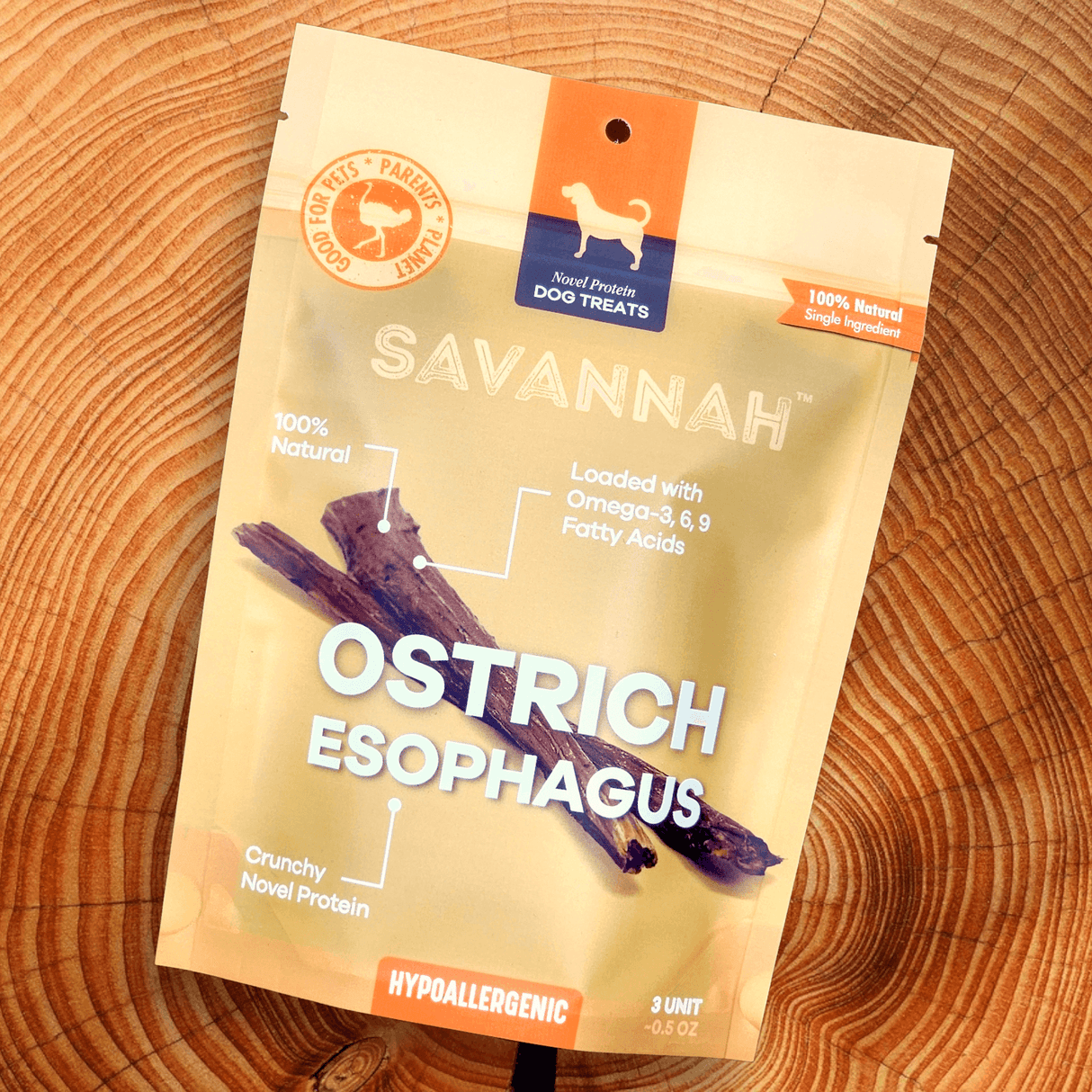Crunchy Ostrich Esophagus Pieces: The Light & Airy, All-Natural Treat for Small to Medium Dogs from Savannah Pet Food