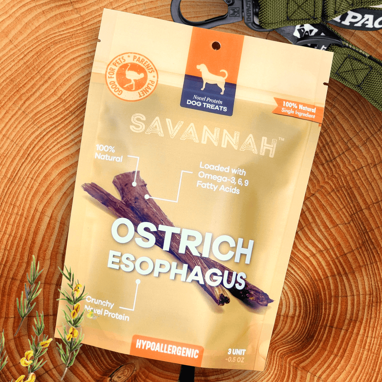 Crunchy Ostrich Esophagus Pieces: The Light & Airy, All-Natural Treat for Small to Medium Dogs from Savannah Pet Food