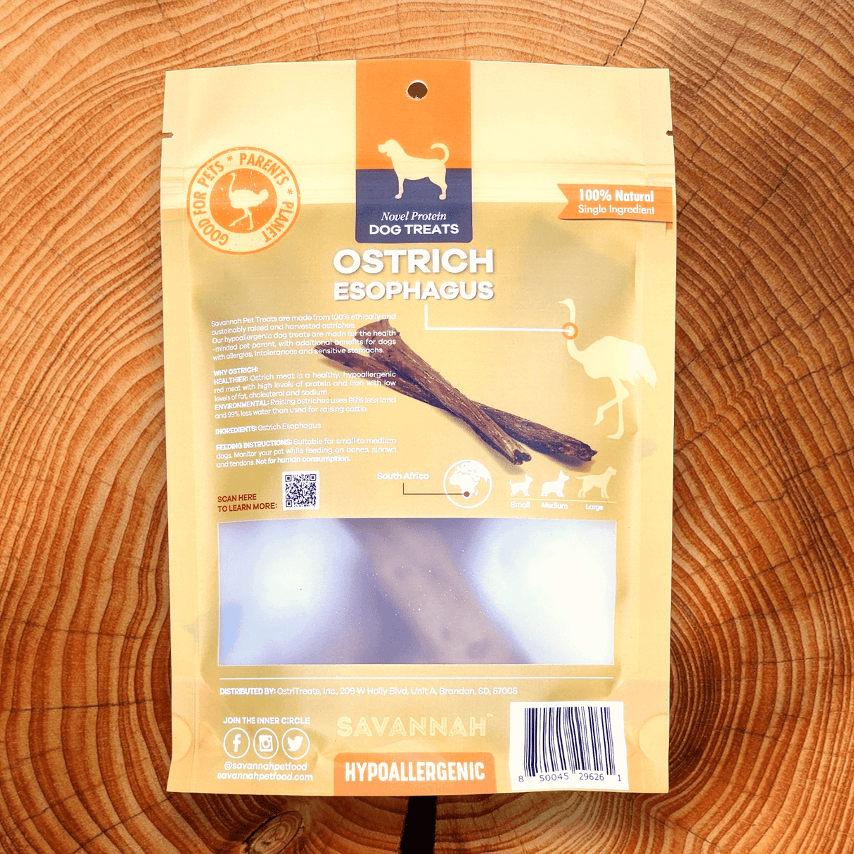 Crunchy Ostrich Esophagus Pieces: The Light & Airy, All-Natural Treat for Small to Medium Dogs from Savannah Pet Food