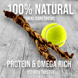 Ostrich Tendon Twister (16" x 2.5" x 1"): The Satisfying, All-Natural Chew for Dental Health & Joint Support from Savannah Pet Food
