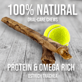 Crunchy Ostrich Trachea Whole. Light-weight, Natural Dog Chew Treat from Savannah Pet Food