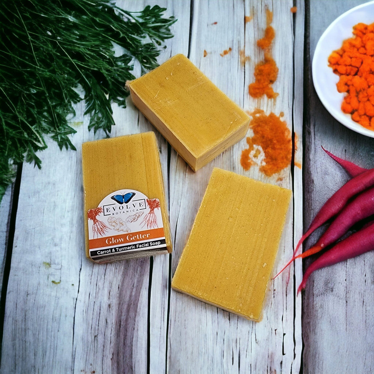 Standard Soap - Glow Getter (Carrot, Turmeric & Honey Facial Soap) from Evolve Botanica