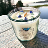 Rocks Candle - Lake House Hideaway (Wood Wick Green Aventurine Gemstone Soy Candle) from Evolve Botanica