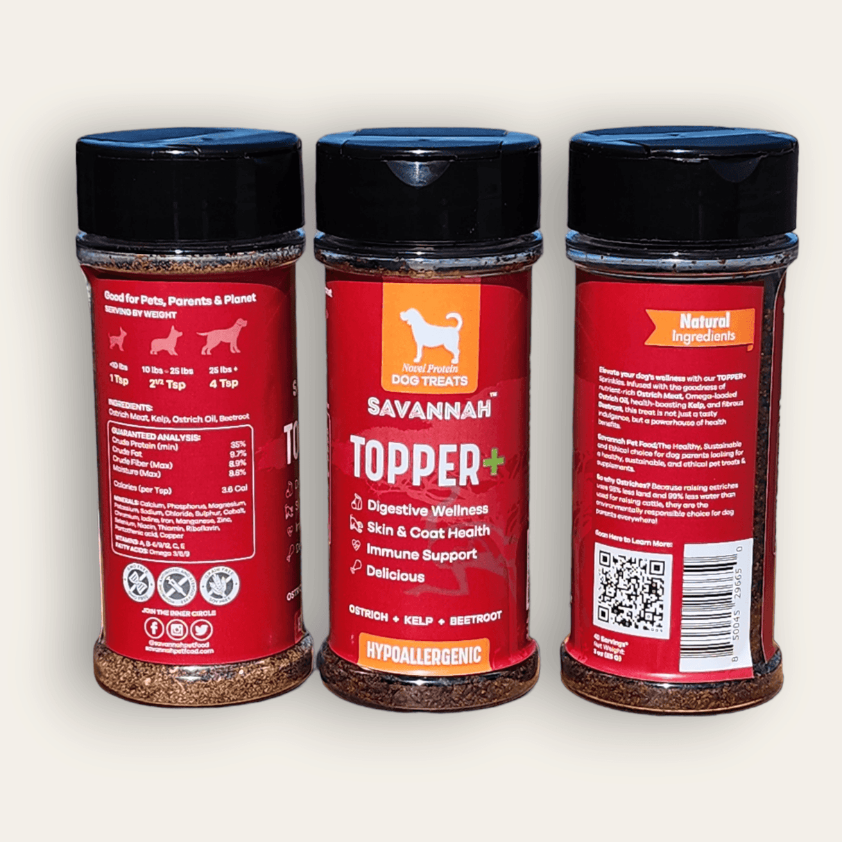 Topper Plus: Ostrich & Beetroot (3oz) – The Flavorful, Gut-Healthy Superfood Boost for Your Dog's Kibble from Savannah Pet Food