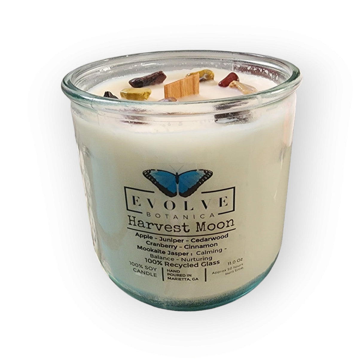 Rocks Candle - Harvest Moon (Wood Wick Mookite Gemstone Soy Candle) from Evolve Botanica