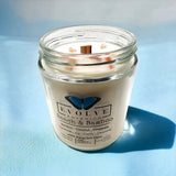 Classic 9oz Jam Jar Crystal Soy Candle - Beach & Bamboo (Sunstone) from Evolve Botanica
