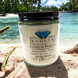 Classic 9oz Jam Jar Crystal Soy Candle - Beach & Bamboo (Sunstone) from Evolve Botanica
