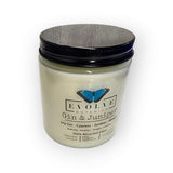 Classic 9oz Jam Jar Crystal Soy Candle - Gin & Juniper (Prehnite) from Evolve Botanica