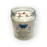 Classic 9oz Jam Jar Crystal Soy Candle - It Girl (Sunstone & Red Jasper) from Evolve Botanica