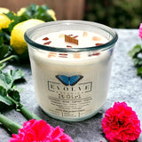 Rocks Candle - It Girl (Wood Wick Sunstone & Red Jasper Gemstone Soy Candle) from Evolve Botanica