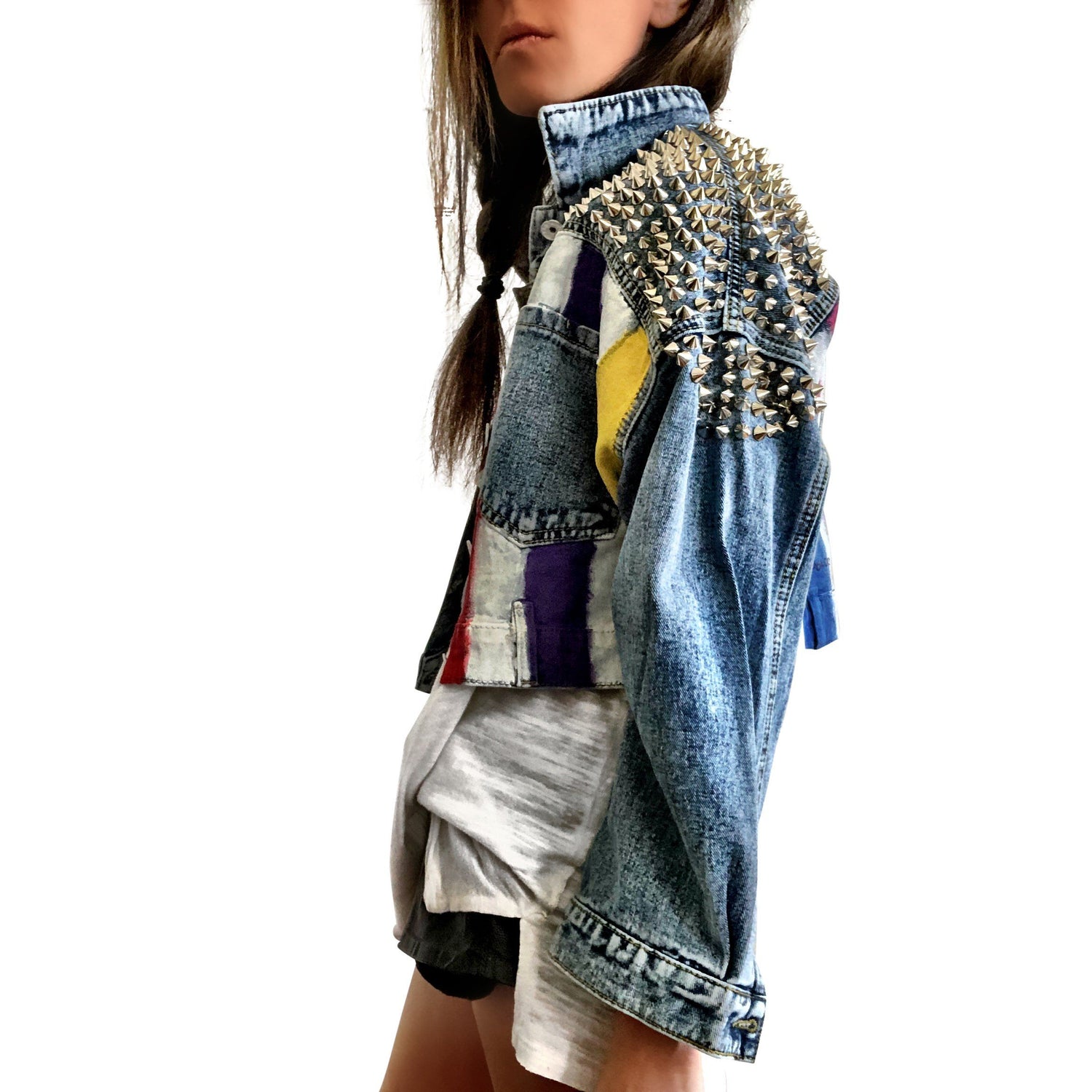 'RAINBOW SPIKE' DENIM JACKET from Wren + Glory