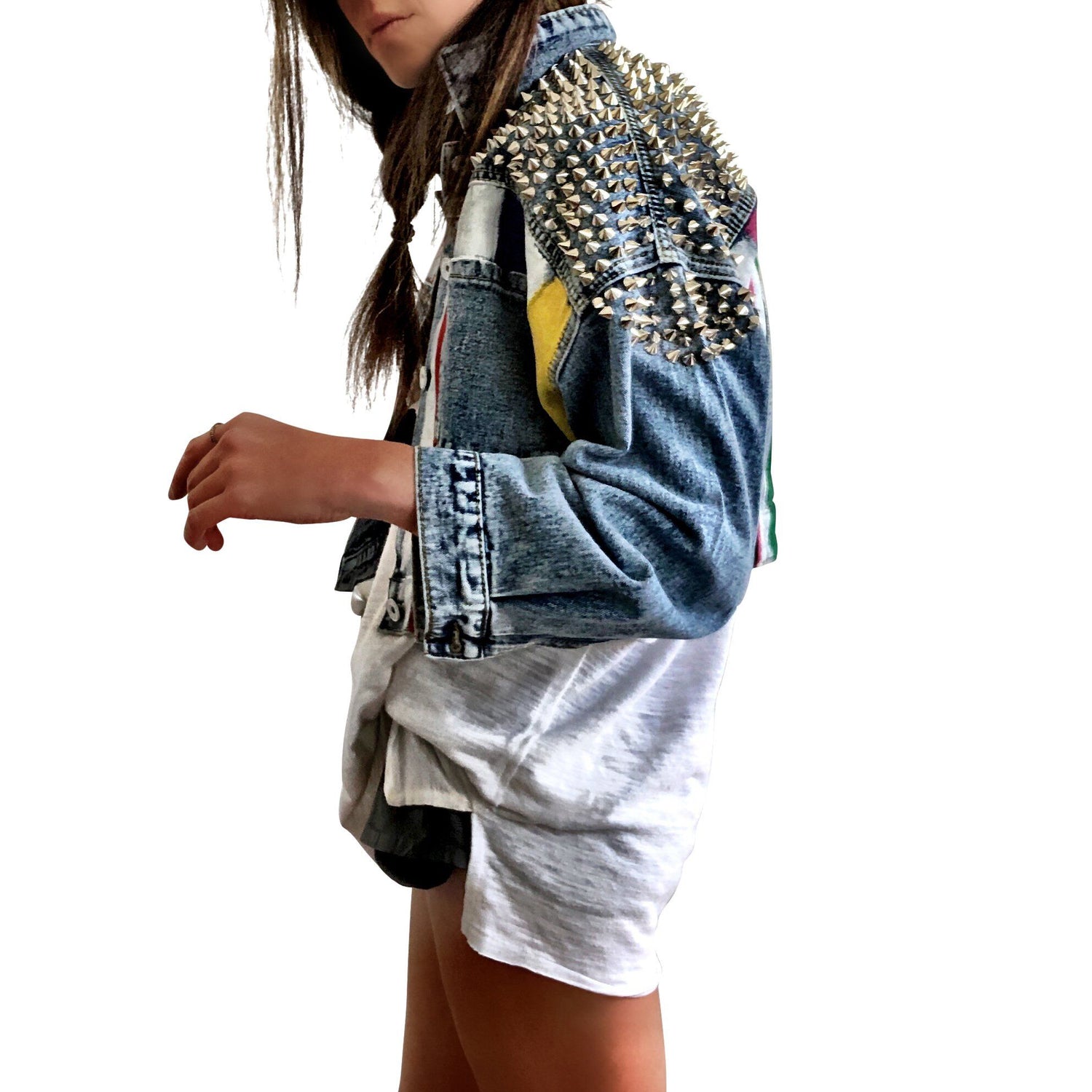 'RAINBOW SPIKE' DENIM JACKET from Wren + Glory