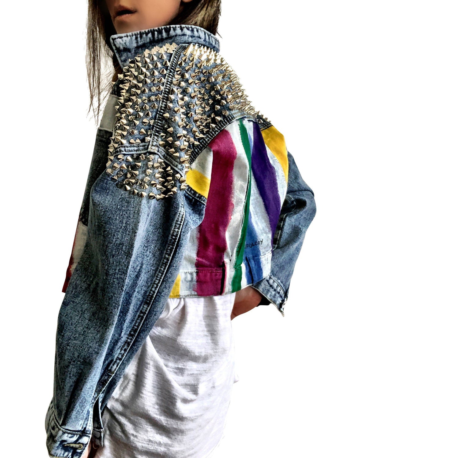'RAINBOW SPIKE' DENIM JACKET from Wren + Glory