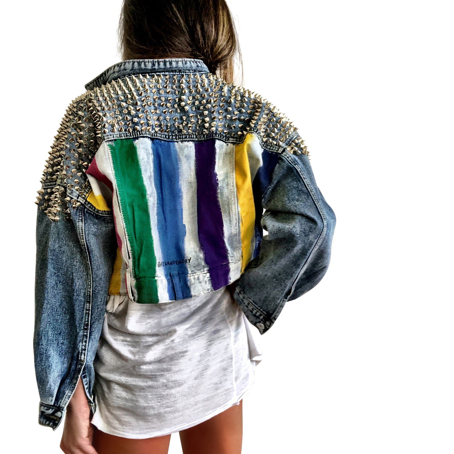'RAINBOW SPIKE' DENIM JACKET from Wren + Glory