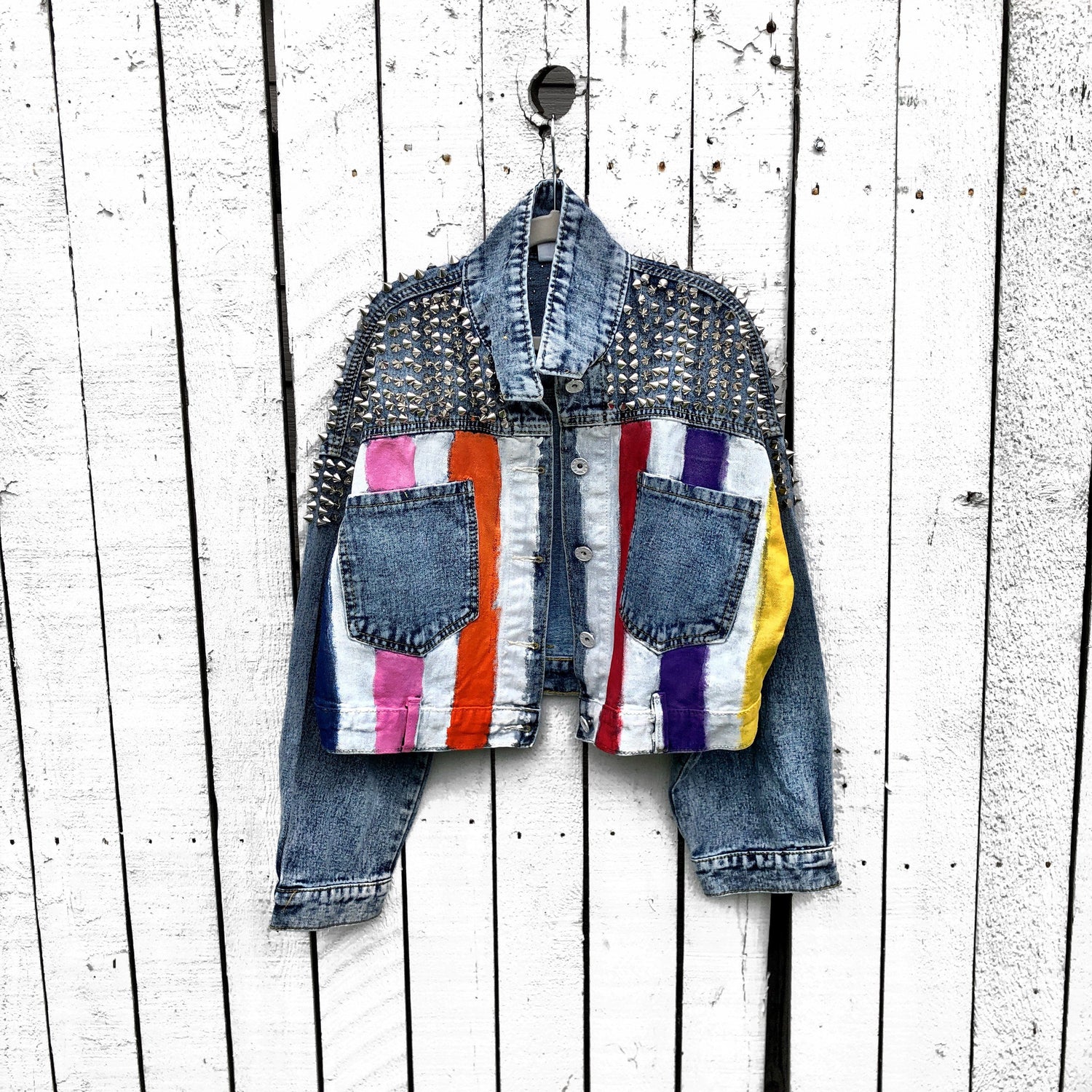 'RAINBOW SPIKE' DENIM JACKET from Wren + Glory