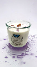 Rocks Candle - Rainbows & Unicorns (Wood Wick Rainbow Fluorite Gemstone Soy Candle) from Evolve Botanica