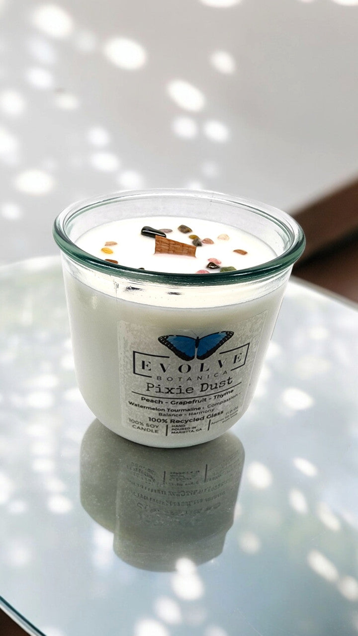 Rocks Candle - Pixie Dust (Wood Wick Watermelon Tourmaline Gemstone Soy Candle) from Evolve Botanica