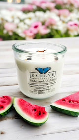 Rocks Candle - Watermelon Sugar (Wood Wick Gemstone Soy Candle) from Evolve Botanica