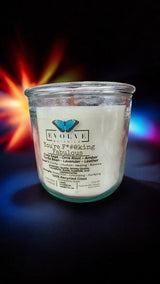 Rocks Candle - You're F*#@king Fabulous (Amethyst, Quartz, Smoky Quartz, Cacoxenite, Rutile, Goethite, & Lepidocrocite) from Evolve Botanica