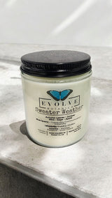 Classic 9oz Jam Jar Crystal Soy Candle - Sweater Weather (Howlite & Labradorite) from Evolve Botanica