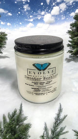 Classic 9oz Jam Jar Crystal Soy Candle - Sweater Weather (Howlite & Labradorite) from Evolve Botanica