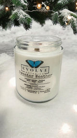 Classic 9oz Jam Jar Crystal Soy Candle - Sweater Weather (Howlite & Labradorite) from Evolve Botanica