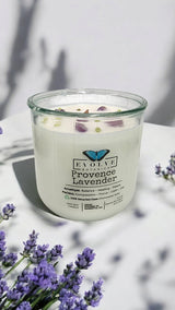 Rocks Candle - Provence Lavender (Wood Wick, Amethyst & Peridot Gemstone Soy Candle) from Evolve Botanica