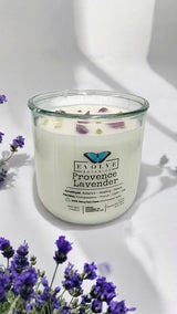 Rocks Candle - Provence Lavender (Wood Wick, Amethyst & Peridot Gemstone Soy Candle) from Evolve Botanica