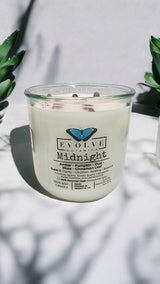 Rocks Candle - Midnight (Wood Wick, Super Seven Gemstone Soy Candle) from Evolve Botanica