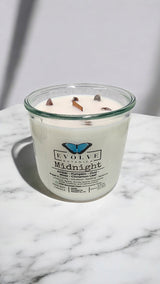 Rocks Candle - Midnight (Wood Wick, Super Seven Gemstone Soy Candle) from Evolve Botanica