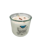 Rocks Candle - Rosewater (Wood Wick, Rose Quartz (Love, Harmony), Moonstone (Intuition, Growth), Soy Candle) from Evolve Botanica