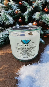 Rocks Candle - Sweater Weather (Wood Wick, Howlite (Patience, Peace), Labradorite (Shielding, Intuition), Sodalite (Nurturing, Awareness), Soy Candle) from Evolve Botanica