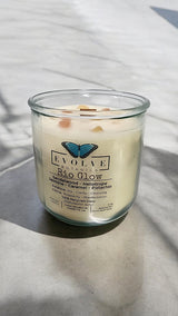 Rocks Candle - Rio Glow (Wood Wick Sunstone & Citrine Gemstone Soy Candle) from Evolve Botanica