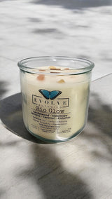 Rocks Candle - Rio Glow (Wood Wick Sunstone & Citrine Gemstone Soy Candle) from Evolve Botanica